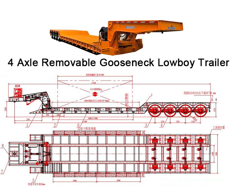 TITAN 100 Tons Removable Gooseneck Trailer for Sale  Removable Gooseneck Lowboy Trailer