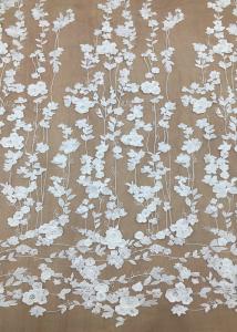 China Ivroy Color French 3D Floral Lace Fabric , High End Wedding Lace Fabric By The Yard wholesale