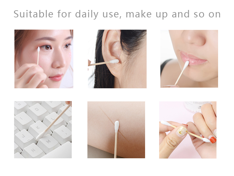 Disposable Sterile Wood Stick Cotton Swabs Applied For Cleaning Machine