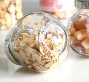 China Glass storage jar with electroplating acrylie lid top Food Grade Glass Candy Jars small glass jar wholesale