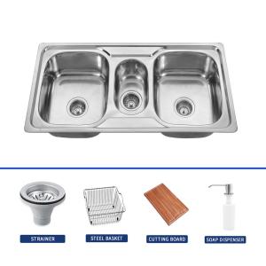 China Topmount Stainless Steel Double Bowl Sink Add Convenience To Your Kitchen wholesale
