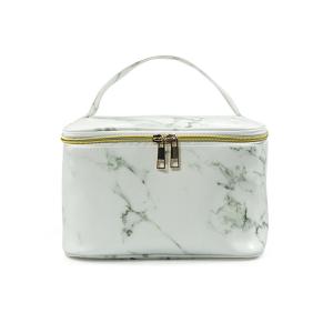 China Zipper Closure Ladies Marble PU Leather Makeup Bag Case wholesale