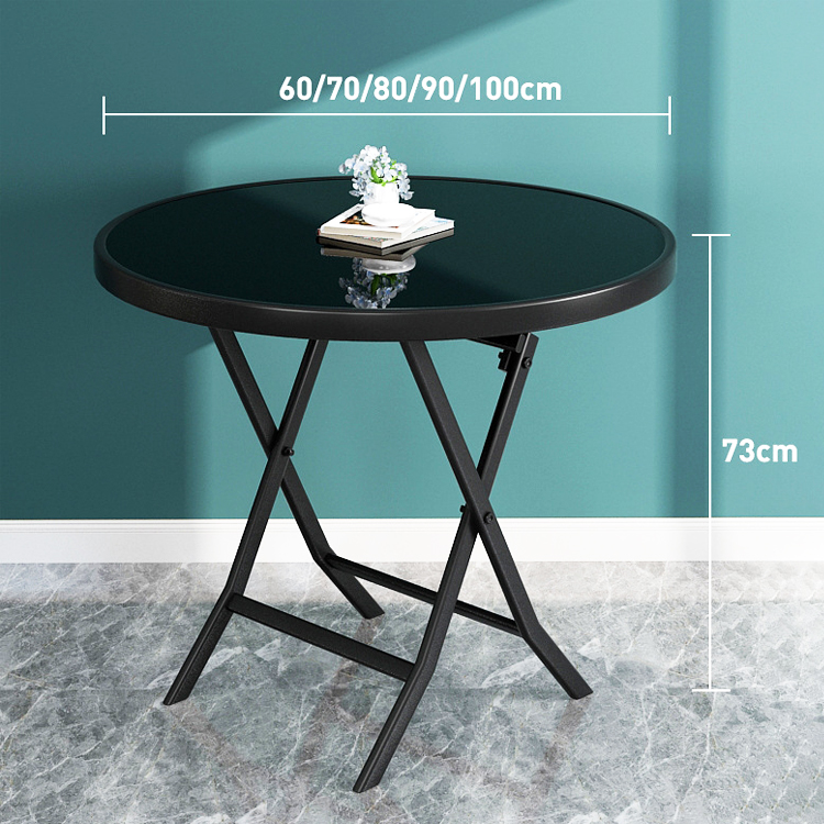 Outdoor Table Metal Tempered Glass Square Round Folding Foldable Coffee Dining Table