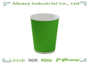 China 300ml Recyclable Ripple Paper Cups With Full Color Red / Green Prined wholesale