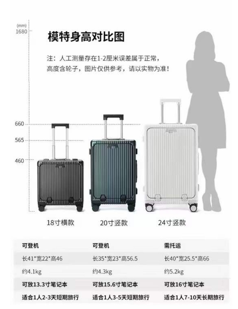 Best Selling Custom Durable Trolley Case ABS Suitcase Front Opening Double Open Carry On Luggage