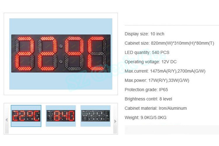 7 segment large led display digital thermometer panel