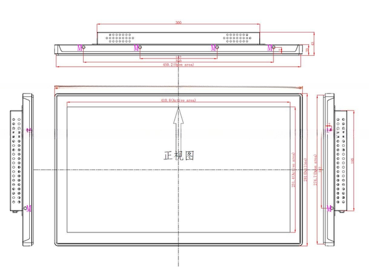 Rugged 18.5 Inch Open Frame LCD LED Monitor Touchscreen VGA HDMI USB LCD Display With Metal Casing