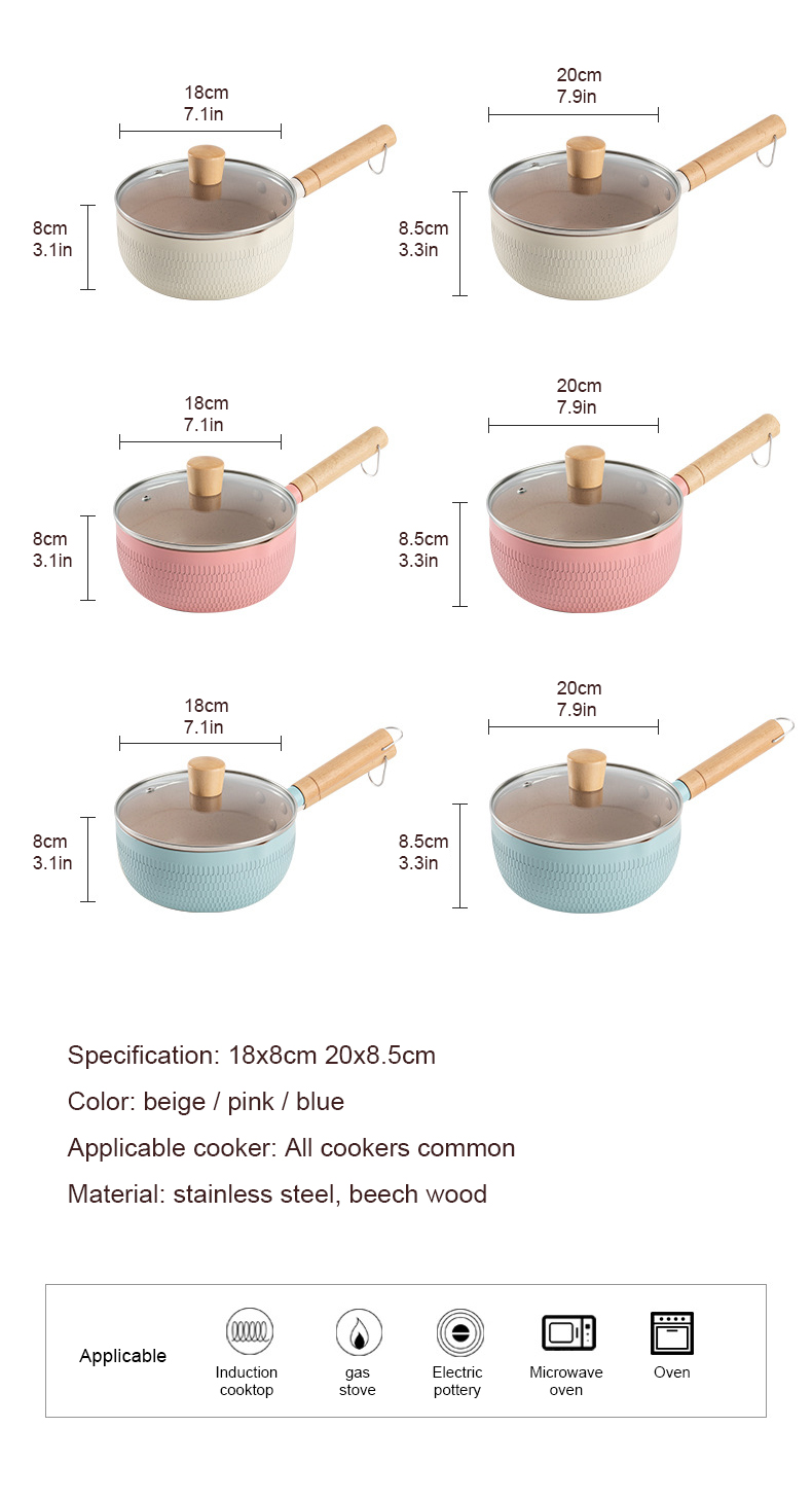 Cooking Kitchen Sauce Pans Maifan Stone Milk Pot Aluminum Non Stick With Handle