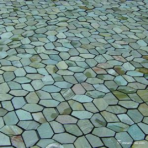 China Natural stone Beige Yellow Meshed Back Slate Flagstone Pavers Abrasion Resistance Anti - Skid wholesale