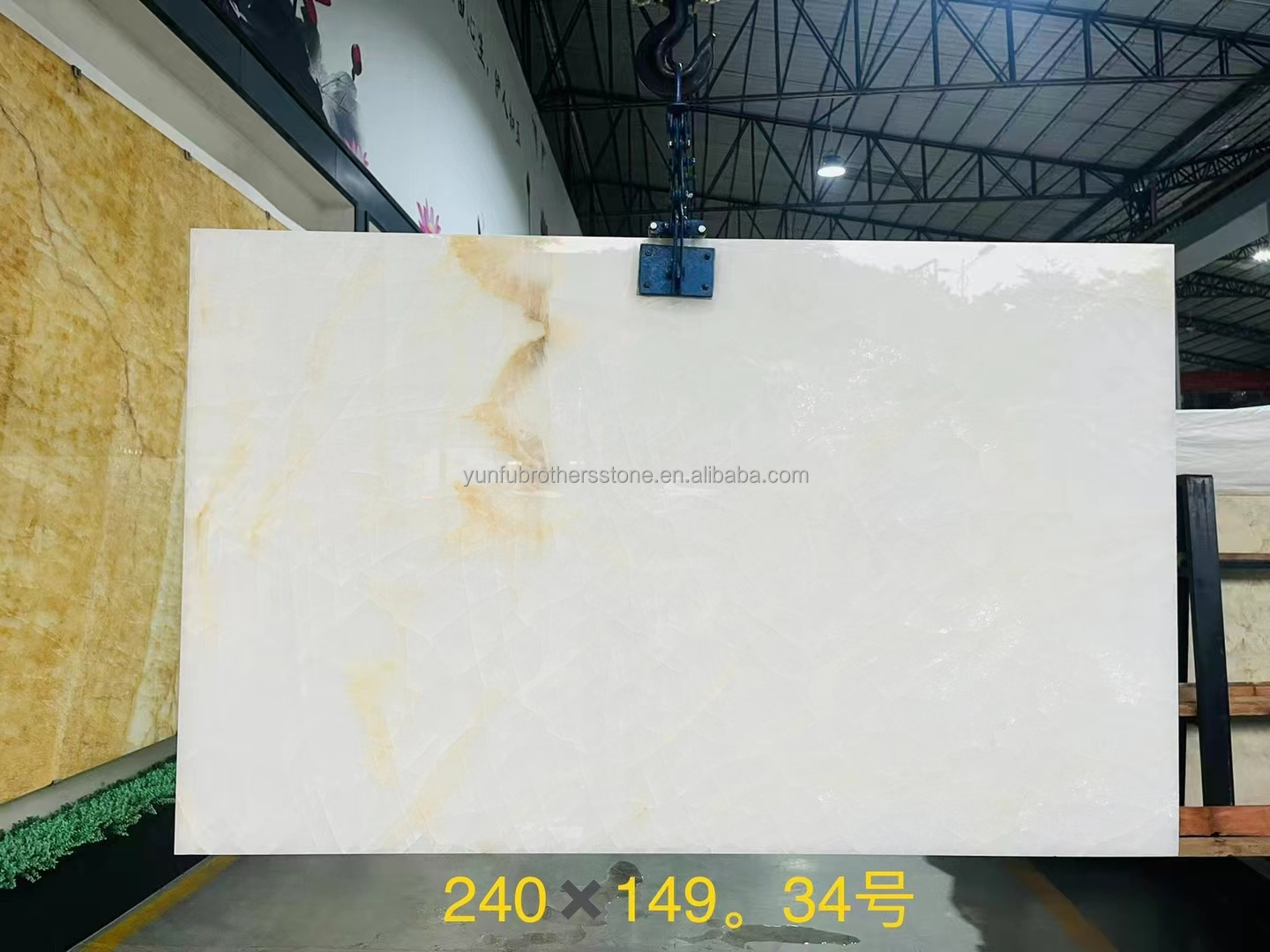 Modern White Onyx Marble Wall Bookmatched Slabs for Custom Natural Stone Decoration