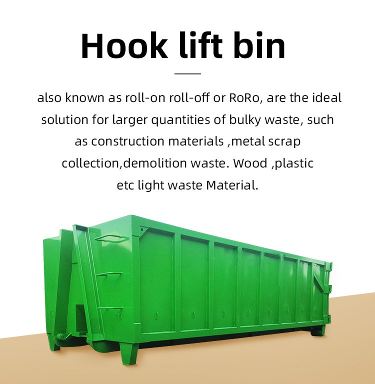 Roro Bin Hook Lift Bin Reinforced Cor Ten Steel For Agriculture Demolition Coastal Waste Handling