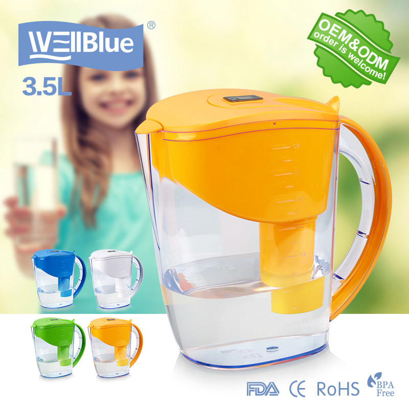 Plastic 3.5L Alkaline Water Filter Pitcher Eco Friendly For Rise PH 8-10 Level