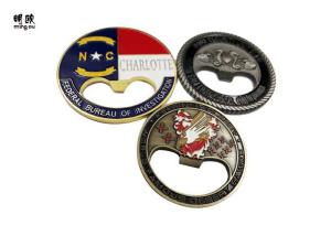 China Fashionable Coin / Round Beer Bottle Openers Soft Enamel Antique Tin Plating wholesale