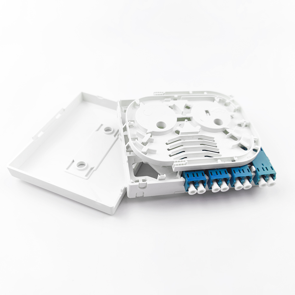 -Made Gray/White 4 Cores LC UPC Plastic Fiber Optic Faceplate Socket Panel for Indoor