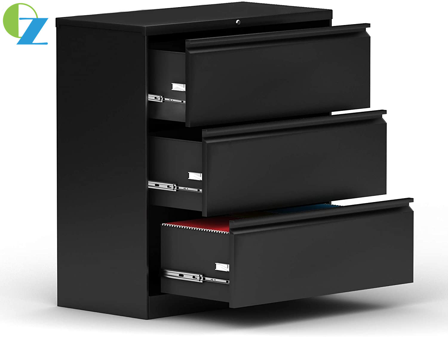 KD Metal 3 Layer Lateral Filing Cabinet Office Storage Cupboard