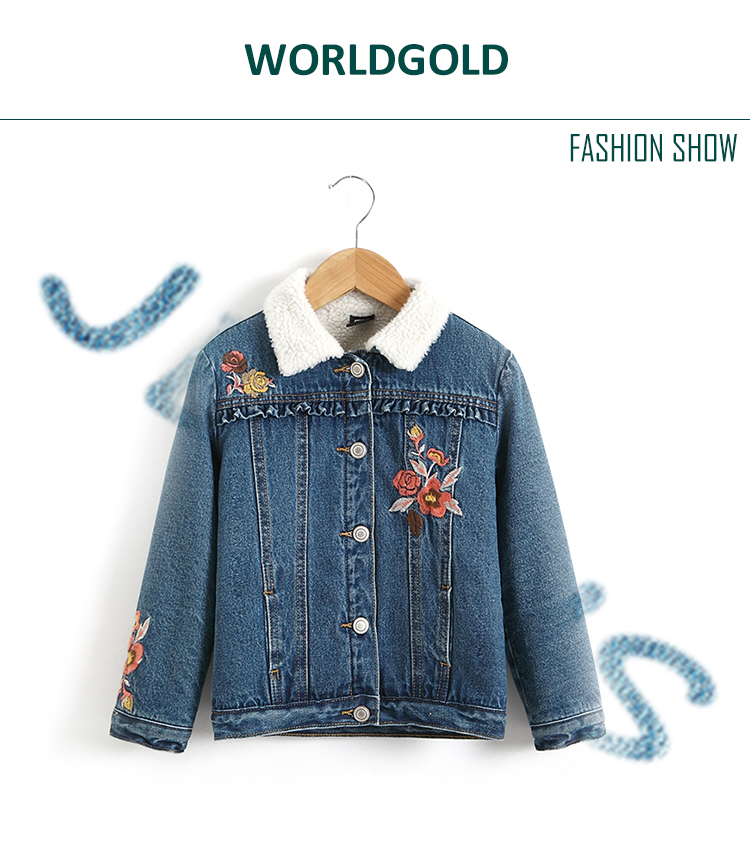 Fashion Casual Kids Denim Clothes Girls Denim Jackets With Sherpa Lining