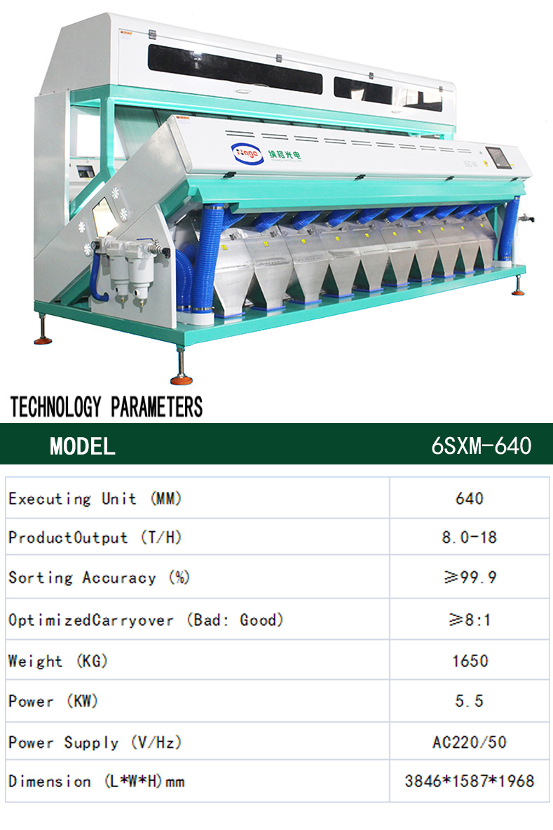 10 Chutes Automatic Color Sorting Machine , 220v Sesame Color Sorting Machine