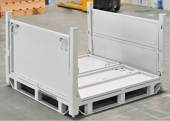 Heavy Duty Collapsible Storage Stillage Pallet Tubs With Half Drop Gate Powder Coated