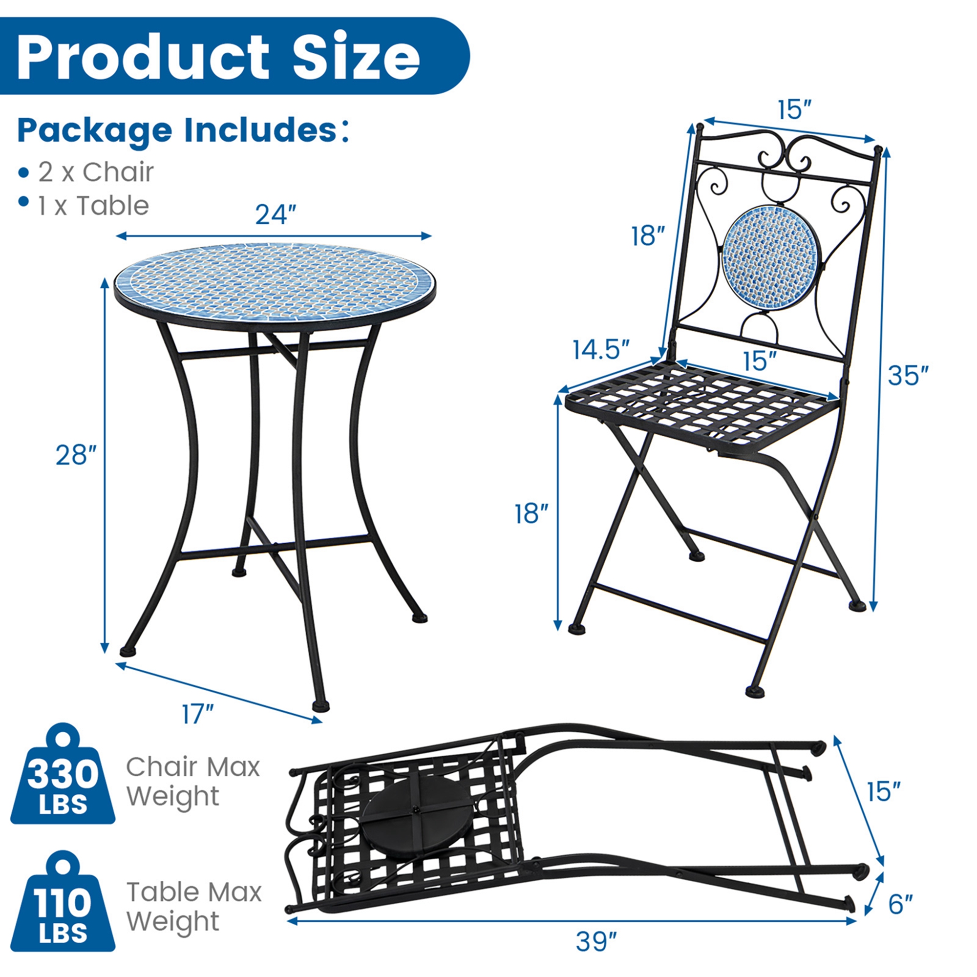 Upgrade Your Outdoor Decor with AJUNION All Weather Bistro Set Table Size Dia24" x H28
