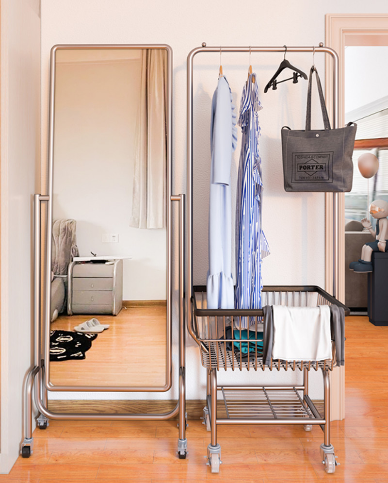 Simple Trending Garment Rack Rolling Clothes Organizer And Bottom Shelves Extendable