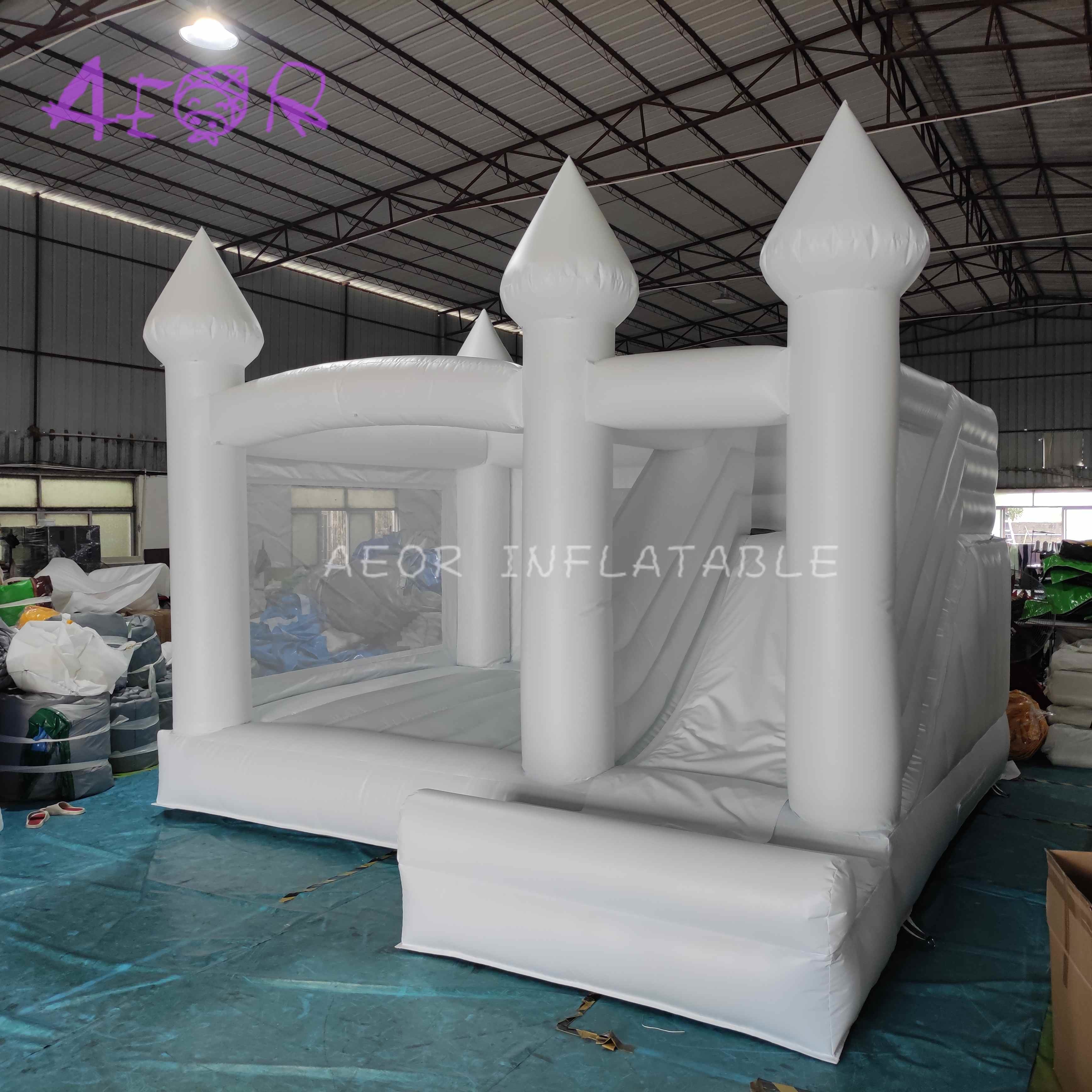 Backyard Inflatable White Bounce House Combo White Inflatable Castle With Slide