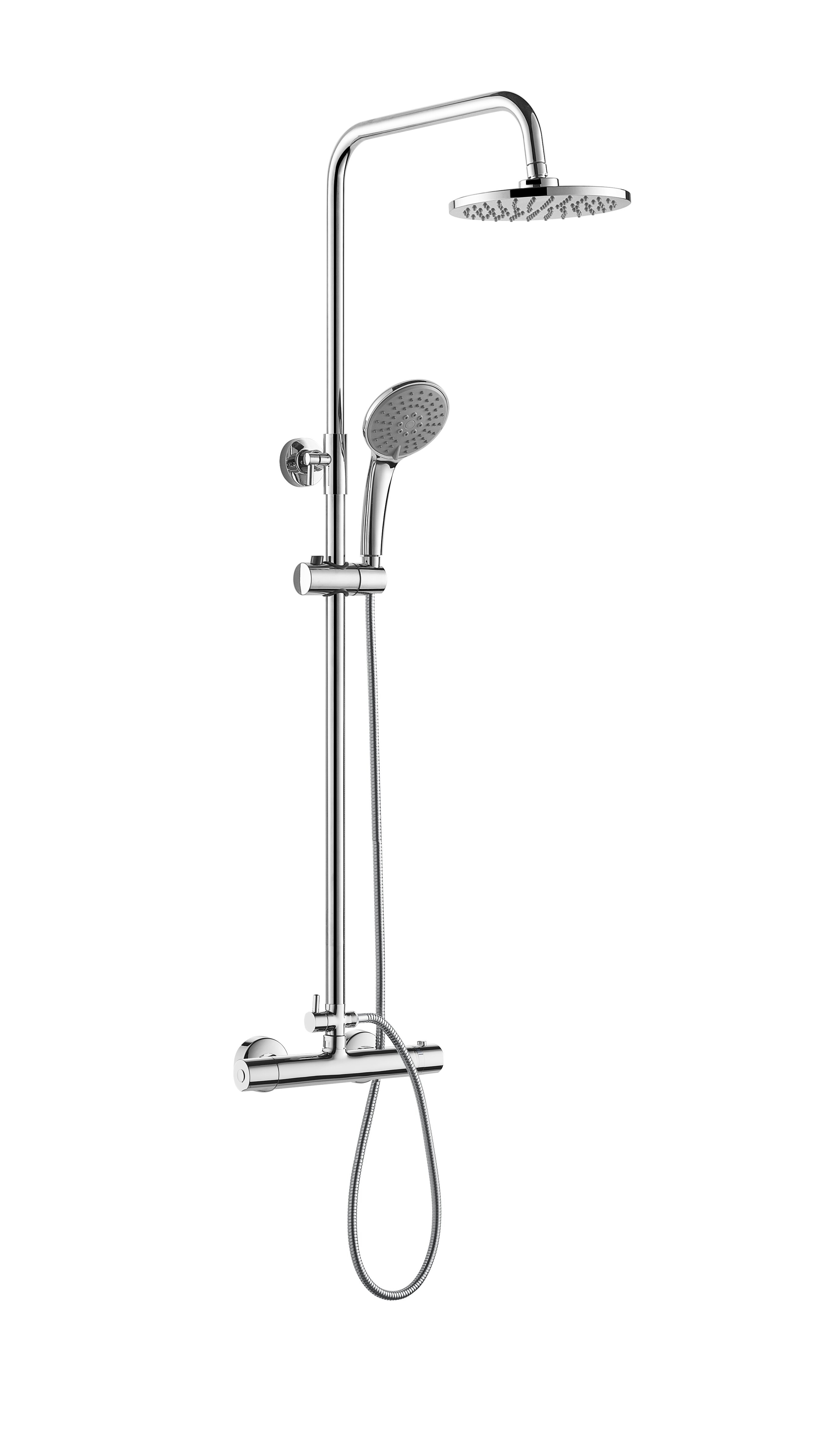 Modern Thermostatic Shower Column Set 97cm-130cm Round Shower Head Wall Mounted
