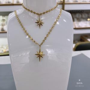 China Hexagram Pendant Flower Chain Necklace Couples Stainless Steel Fashion Jewelry wholesale