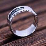 Mens Womens Simple Plain 925 Sterling Silver Feather Band Ring Finger Jewelry