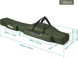 China Fishing Rod Case Three Layers Fishing Rod Bag Oxford Folding Fishing Pole Bag Outdoor Waterproof Tackle Storage wholesale
