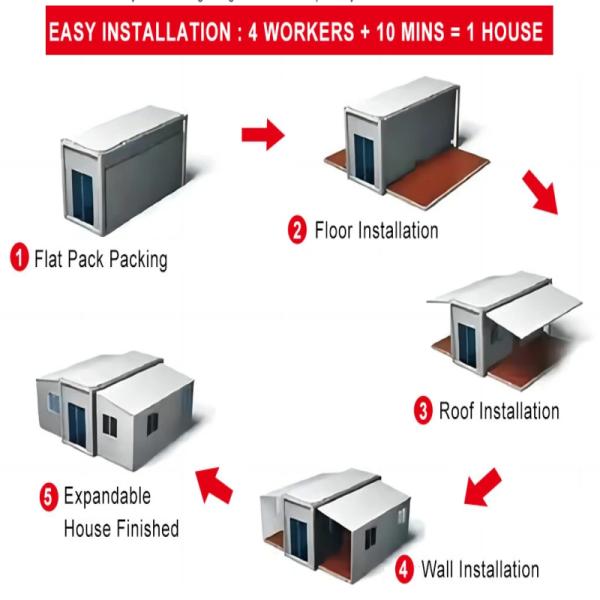 Electro Galvanized Steel Structure Foldable Expandable Container House for Hotel