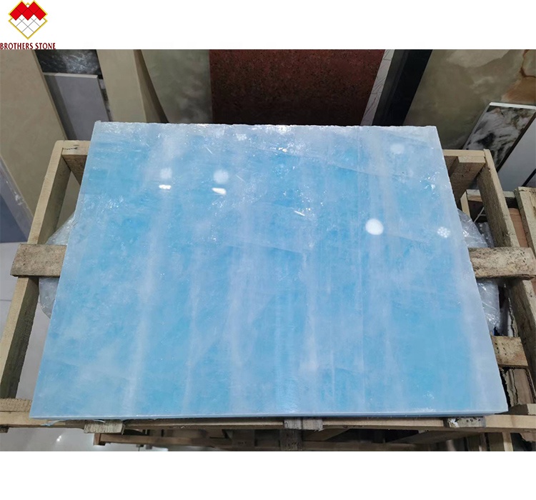 Modern Floor Revolution Translucent Blue Jade Onyx Stone Tiles for Wall and Floor