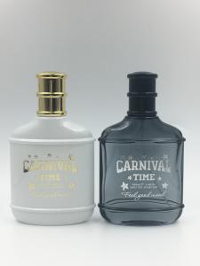 China 100ml Glass Perfume Bottle Flat Shape Opaque White wholesale