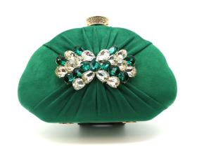 China Fashion Green Evening Handbag , Dinner Clutch Bag Diamond Inlaid 21cm×14.5cm wholesale