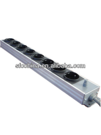 Europeon Standard Aluminum Housing Power Strips, German Power Distribution Units and Extension Cords
