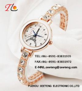 China WHOLESALE ALLOY STRAP AND CASE LADIES WATCHES WITH LOTS OF DIAMOND wholesale
