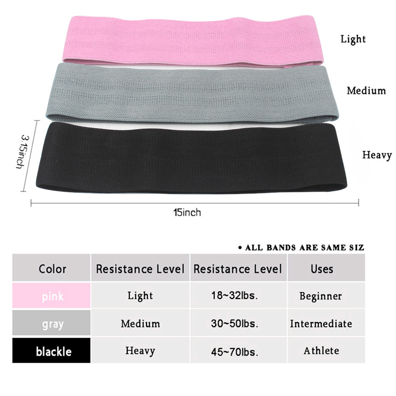 4mm Thick 18lbs Workout Fabric Resistance Bands Cotton Antitear
