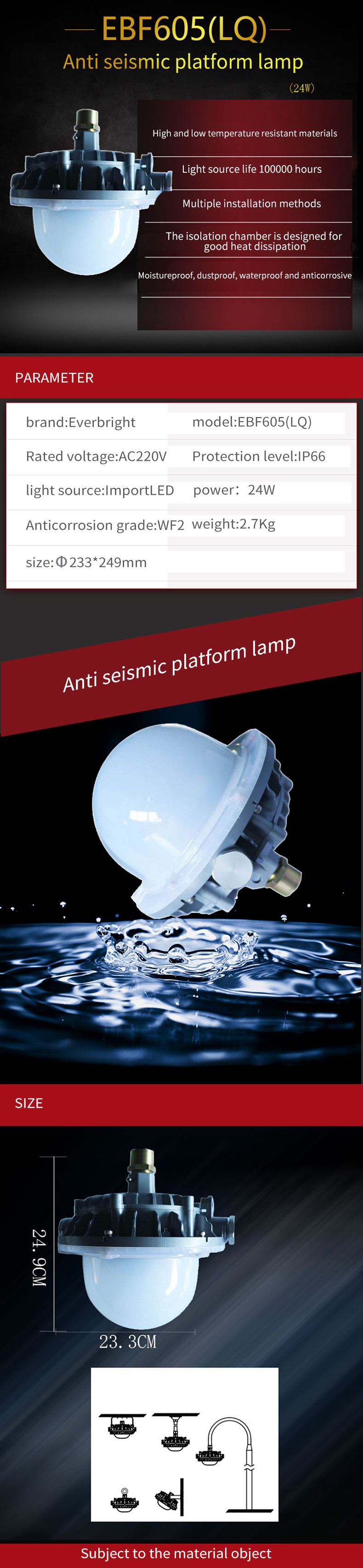 ATEX Approved 265V 24W Marine Flood Lights 6000k Explosion Proof