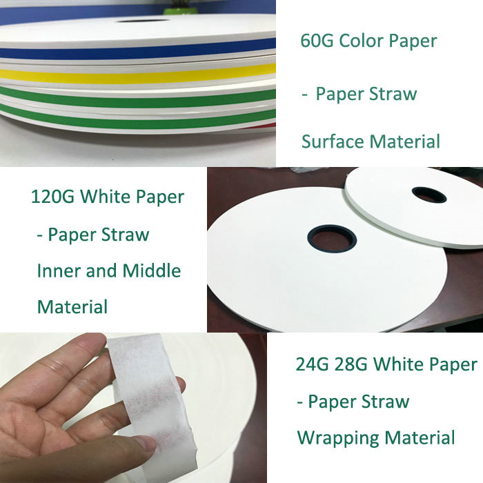 White Paper Straw Wrapping 26.5mm * 6000M 28g 60g 120g color straw paper roll