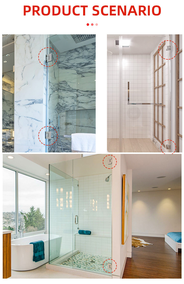 90 Degree Glass Hinge Modern Design for Stainless Steel Shower Door Glass Door Handle