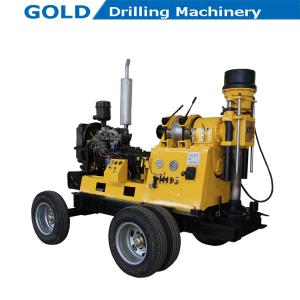 China Trailer Mounted Diesel Power Driving Hydraulic Feeding Water Well Drilling Rig wholesale