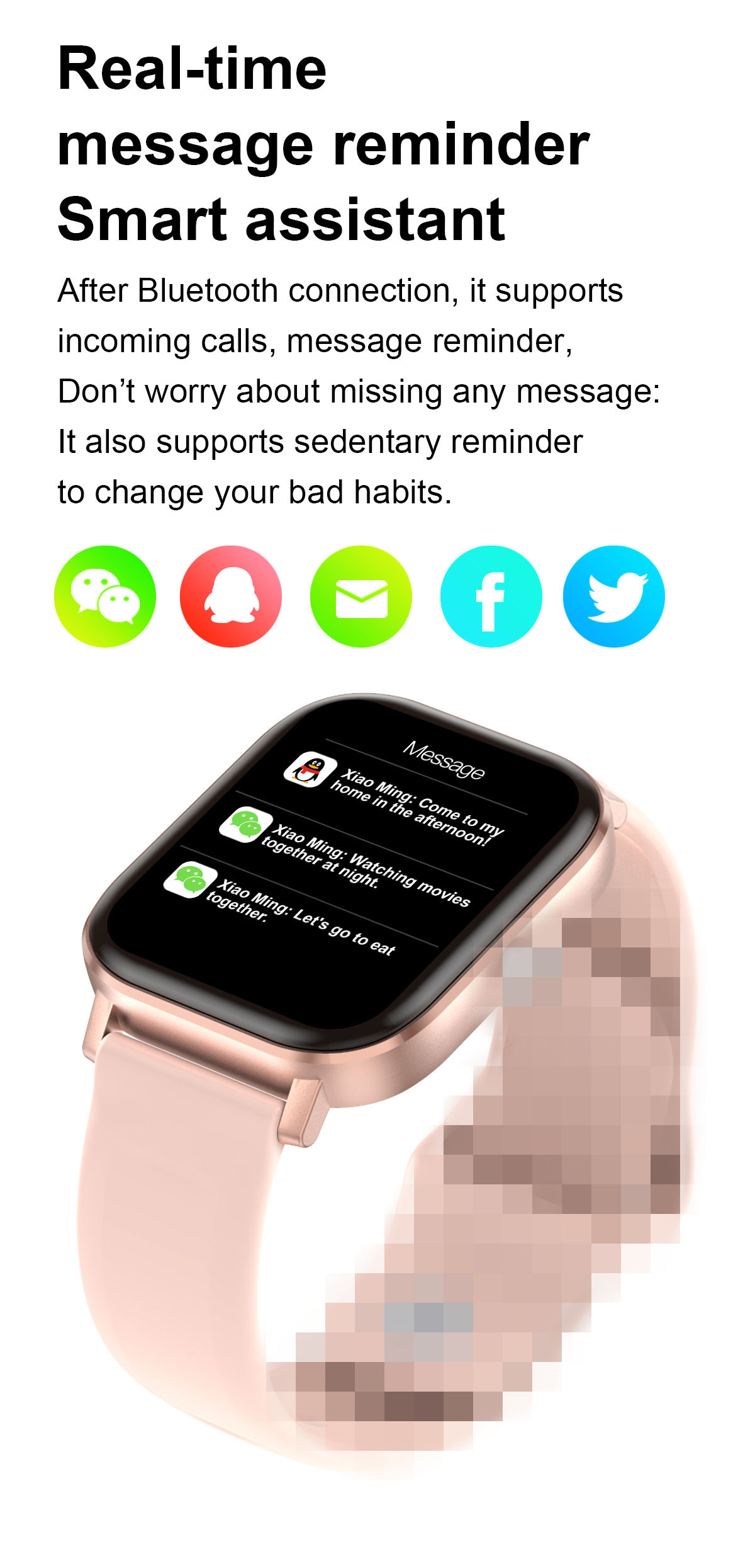 DT46 Smartwatch IP67 IPS 1.75 inch Sport Touchscreen 4 Pin Silicone Band