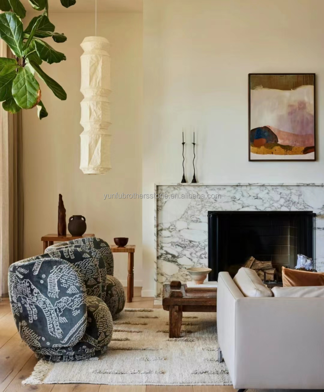 Customized Marble Mantel Fireplace Without Remote Control Perfect for Living Room or Vilar