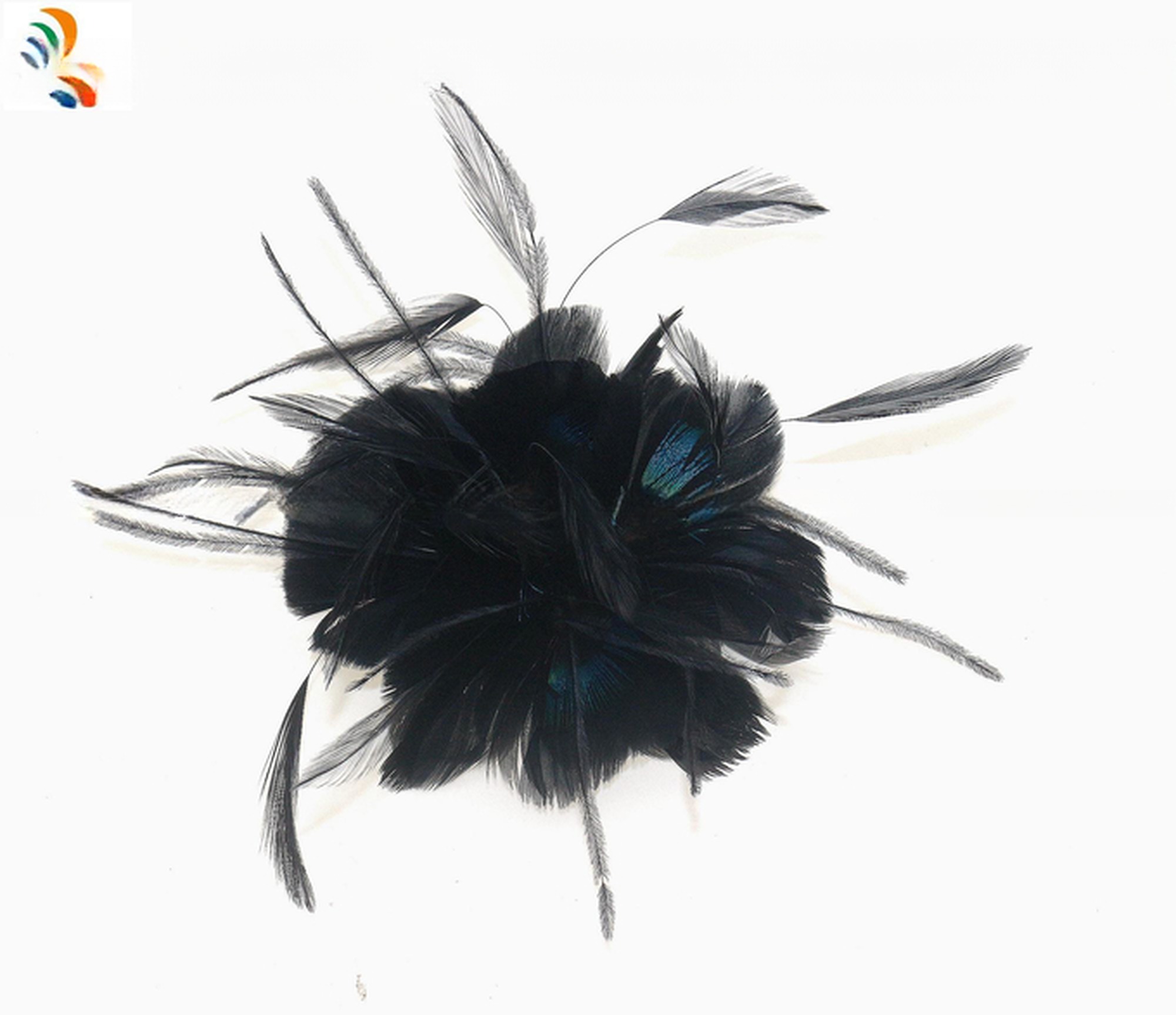 Pattern Dyed Chicken Feather Mounts , Ostrich Feather Flowers Mount With Wire