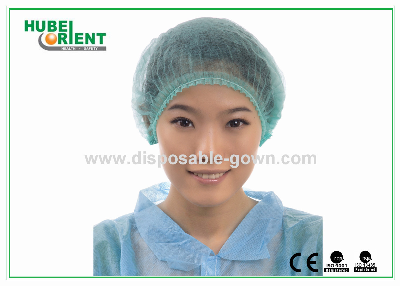 Non-Woven Clip Cap Disposable Head Cap With Double Elastic Or Single Elastic For Healthcare Or Food Industry