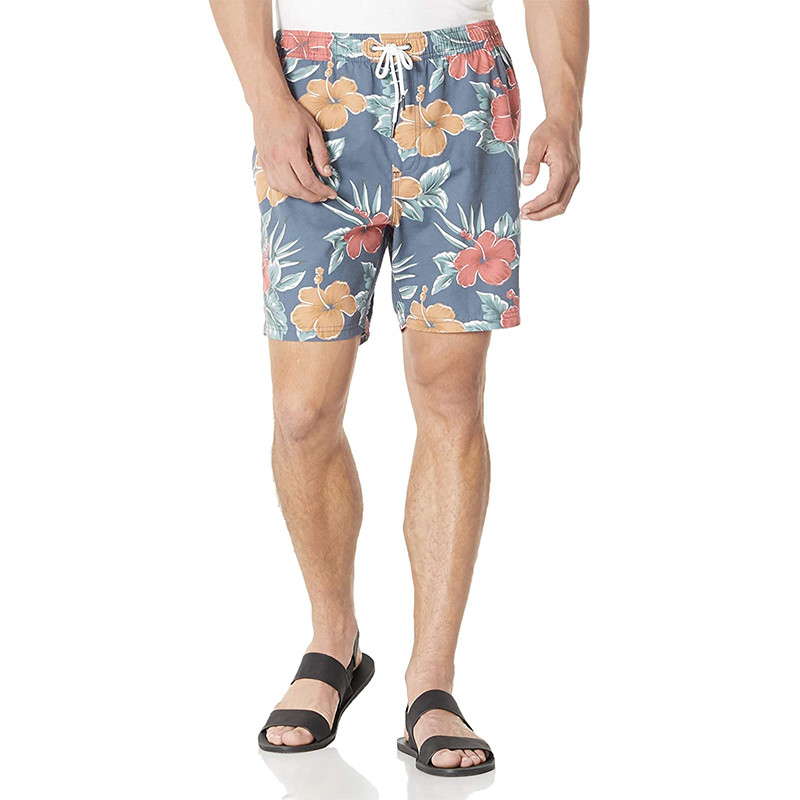 Quick Dry Polyester Men'S 7 Inch Inseam Swim Shorts Trunks With Pockets