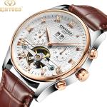 KINYUED Men's business waterproof automatic wrist watches fashion hollow