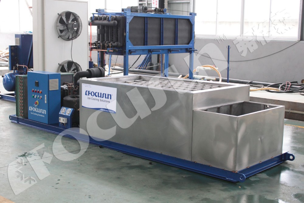 Brine System Block Ice Machine 1 Ton/Day With Ice Crusher And Water Cooling System
