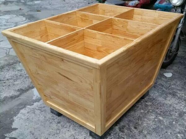 Custom Wooden Supermarket Rice Storage Wooden Display Rack / Rice Holder