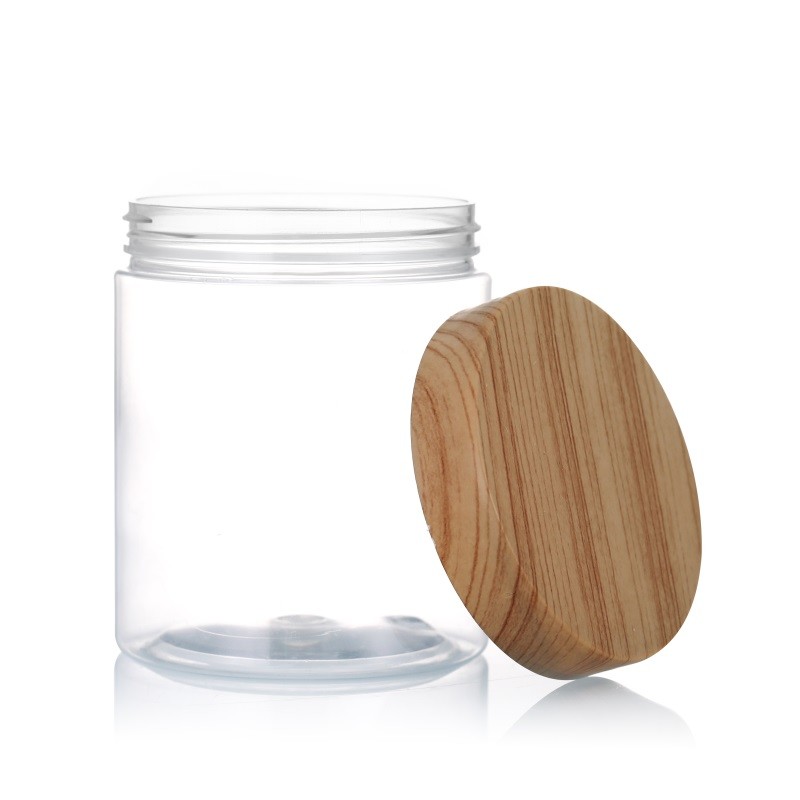Clear PET Plastic Jar 80ml 100ml 120ml 150ml 200ml 250ml With Bamboo Lid