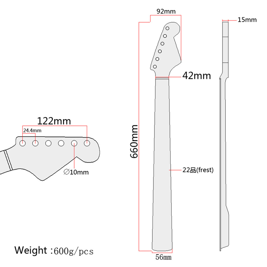 ST Guitar Neck High Gloss 22 Frets For Stratocaster Style Electric Guitar
